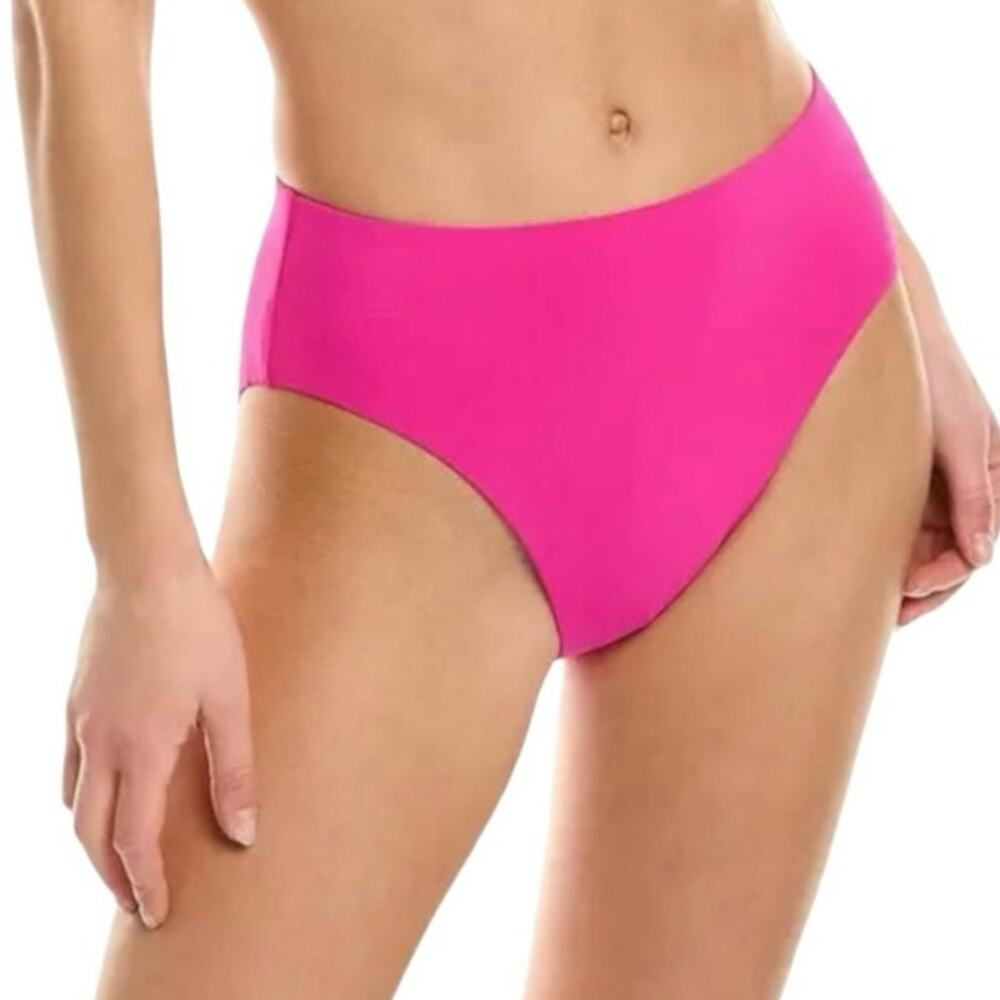 ROBIN PICCONE Ava Bikini Bottom Size Small NEW High Waist Solid Pink Swim NWOT